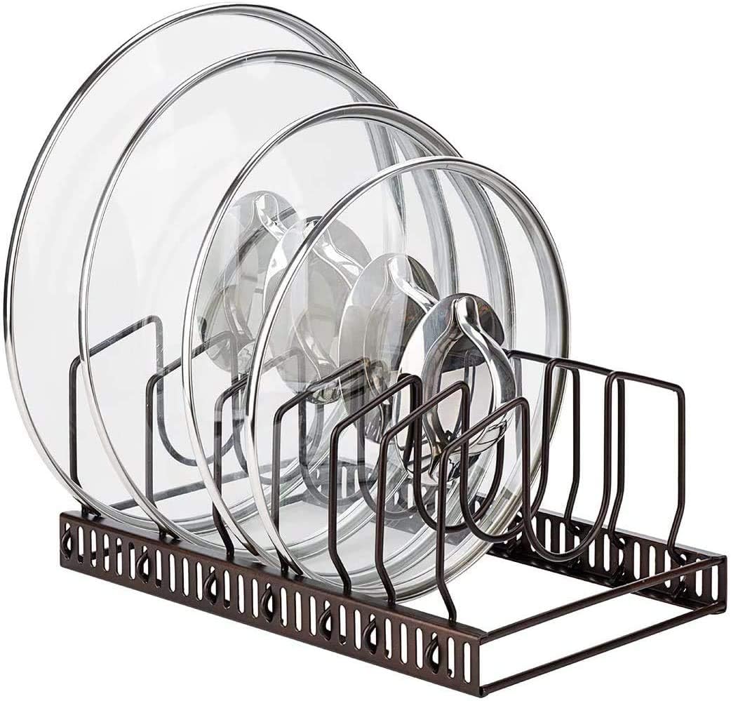 Organizador de tapas de ollas vertical o de gabinete Organizador vertical ajustable para tapas de ollas