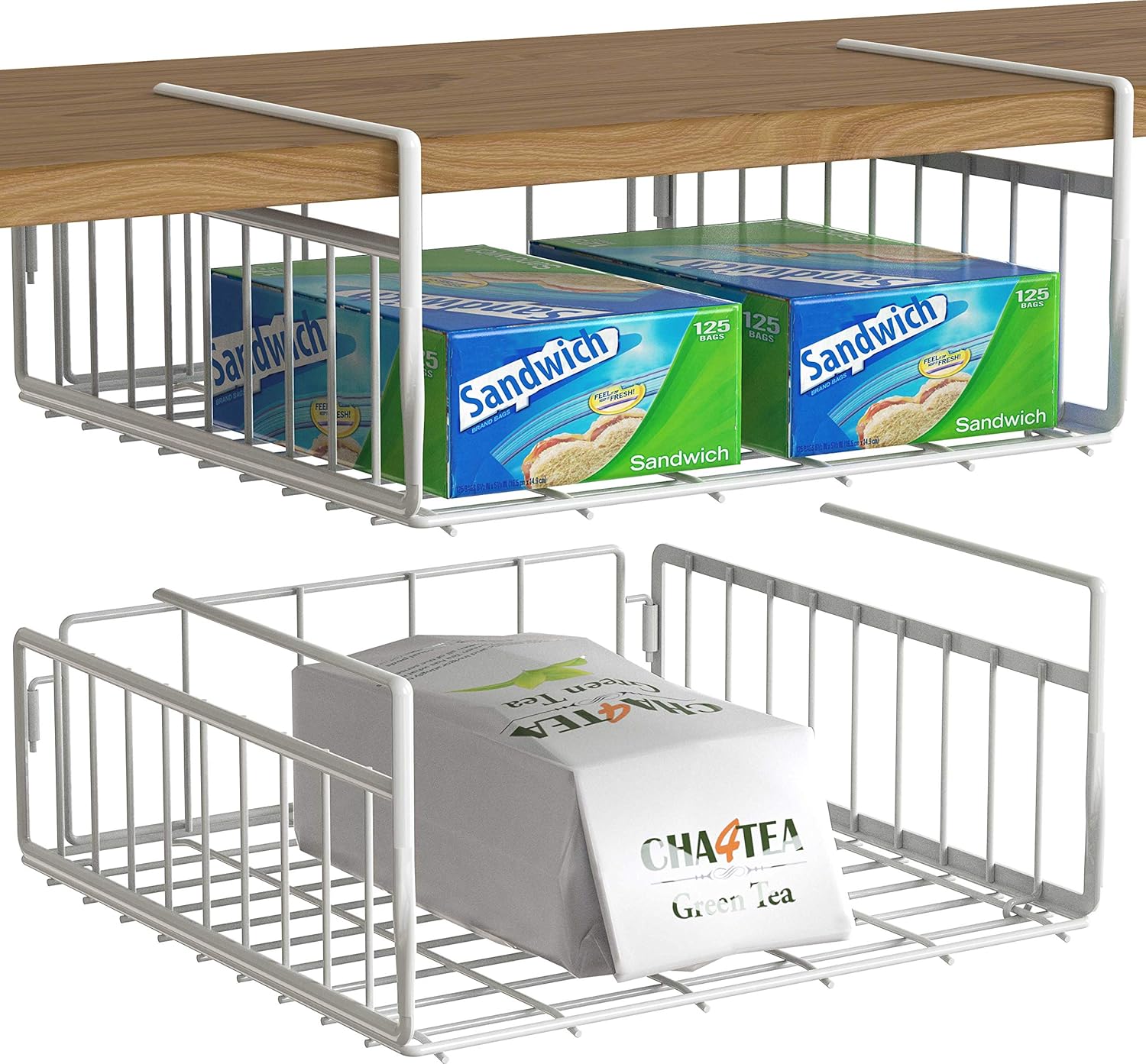 Colgador bajo estante para tazas o paños Cesta debajo de estante para tazas y paños